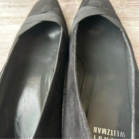 Stuart Weitzman Kitten Heel Suede Leather Square Toe Pumps - Picture 12 of 15